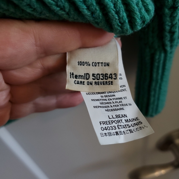 LL Bean Cotton Cable Knit Button Front Cardigan - Picture 6 of 13